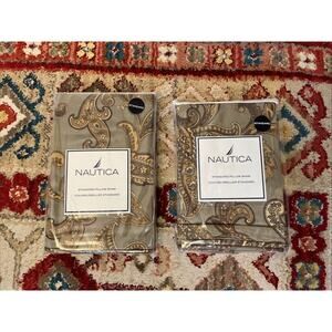 NEW Nautica Ludlow Standard Pillow Sham Couvre-Oreiller Standard LOT of 2